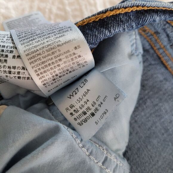 Levi's Wedgie Straight Medium Blue Denim Jeans Raw Hem 27 - Picture 9 of 9